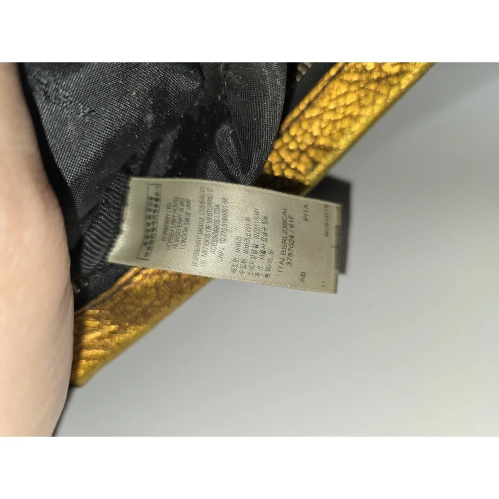 Burberry Metallic Copper Crackled Pebble Leather Wristlet Purse Clutch